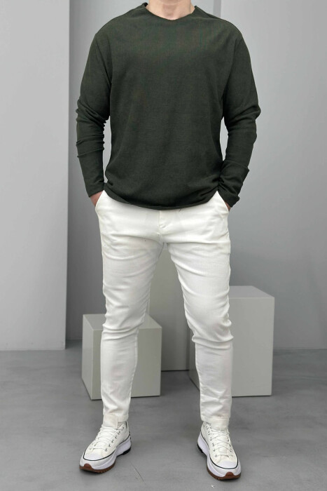 BLUZË NJË NGJYRËSHE E THJESHTË PËR MESHKUJ NË NGJYRËN JESHILE E ERRËT - 1