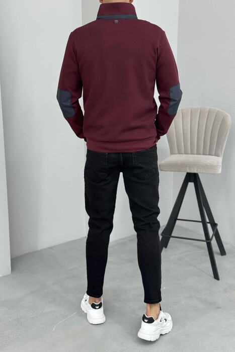 BLUZË NJË NGJYRËSHE ME JAKË ME ZINXHIR PËR MESHKUJ NË NGJYRË VISHNJË - 2