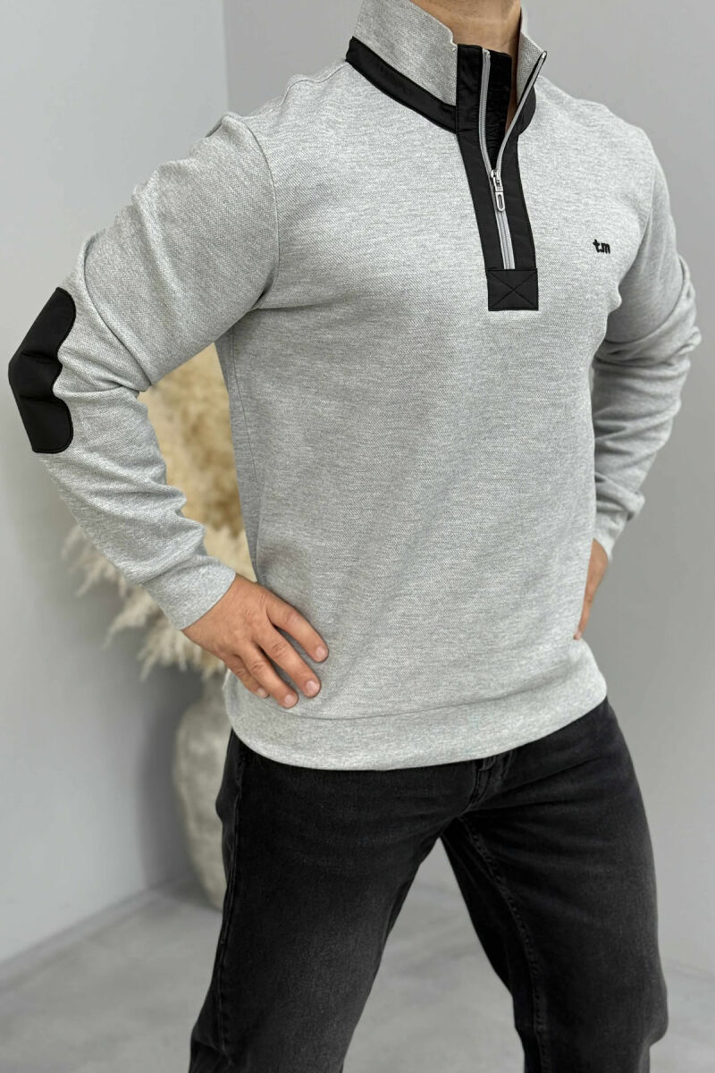 BLUZË NJË NGJYRËSHE ME JAKË ME ZINXHIR PËR MESHKUJ NË NGJYRËN GRI - 4