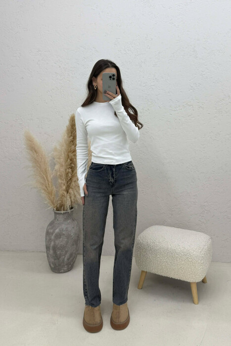 BLUZË NJË NGJYRËSHE ME JAKË TË RRUMBULLAKET PËR FEMRA NË NGJYRË TË BARDHË - KLAUDIO FASHION