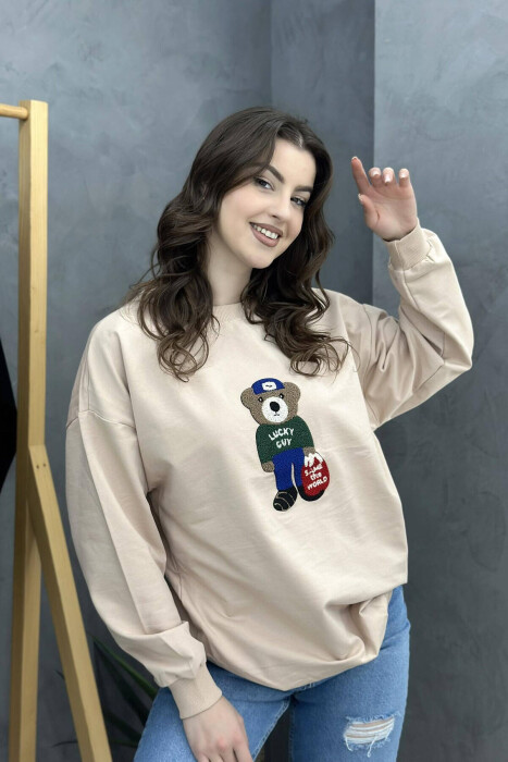 BLUZË OVERSIZE ME ARRUSH PËR FEMRA NË NGJYRËN BEZHË - 2
