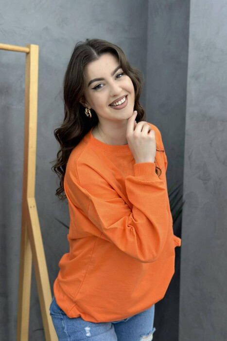 BLUZË OVERSIZE ME ARRUSH PËR FEMRA NË NGJYRËN PORTOKALLI - 2