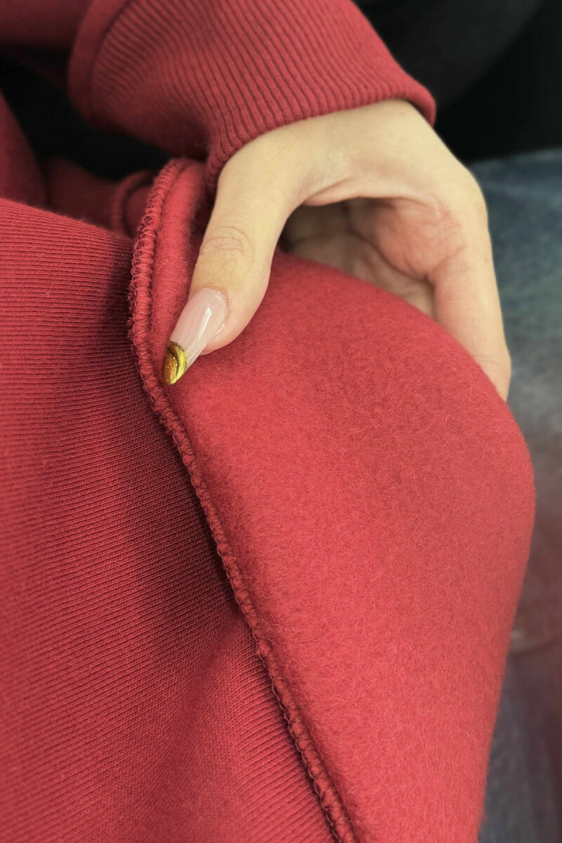 BLUZË PAMBUKU ME PUSH PËR FEMRA NË NGJYRËN VISHNJË - 2