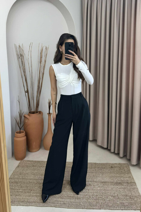 BODY ME NJË MËNGË PËR FEMRA NË NGJYRËN E BARDHË - KLAUDIO FASHION