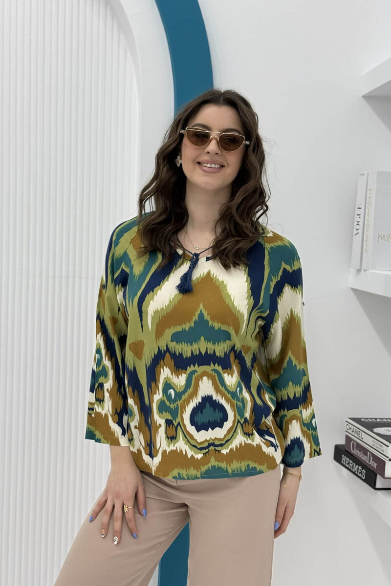 BOHO STYLE WOMEN SHIRT GREEN/JESHILE - 1