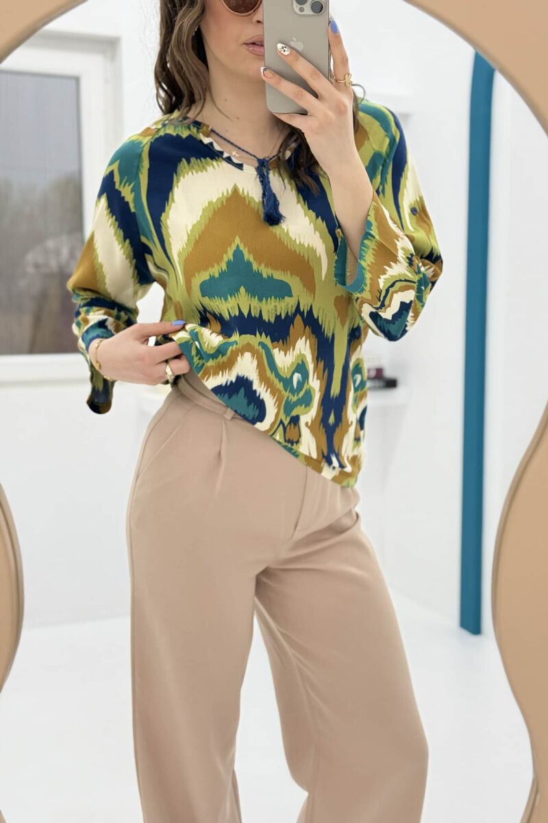 BOHO STYLE WOMEN SHIRT GREEN/JESHILE - 4