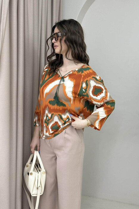 BOHO STYLE WOMEN SHIRT ORANGE/PORTOKALLI - 3
