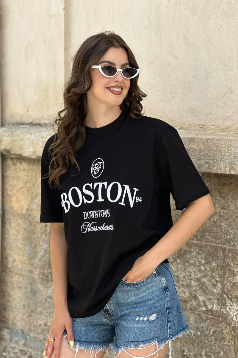 BOSTON COTTON WOMEN T-SHIRT BLACK/ E ZEZE - 1