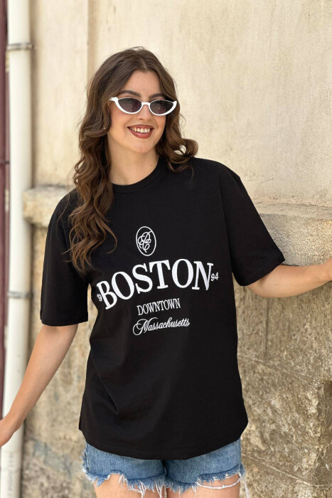 BOSTON COTTON WOMEN T-SHIRT BLACK/ E ZEZE - 2