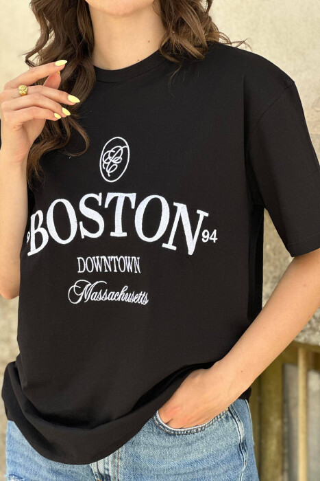 BOSTON COTTON WOMEN T-SHIRT BLACK/ E ZEZE - 3