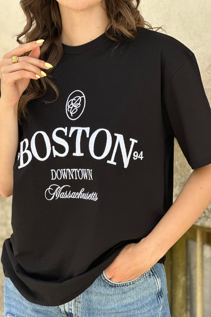 BOSTON COTTON WOMEN T-SHIRT BLACK/ E ZEZE - 3