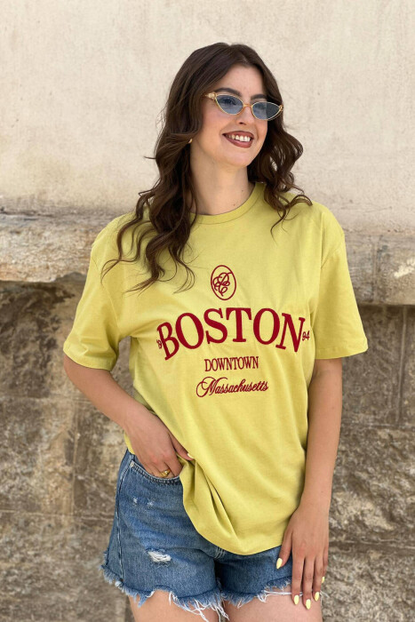 BOSTON COTTON WOMEN T-SHIRT LIGHT GREEN/JEZB - 3