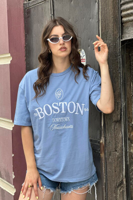 BOSTON COTTON WOMEN T-SHIRT LIGHTBLUE/BZ 