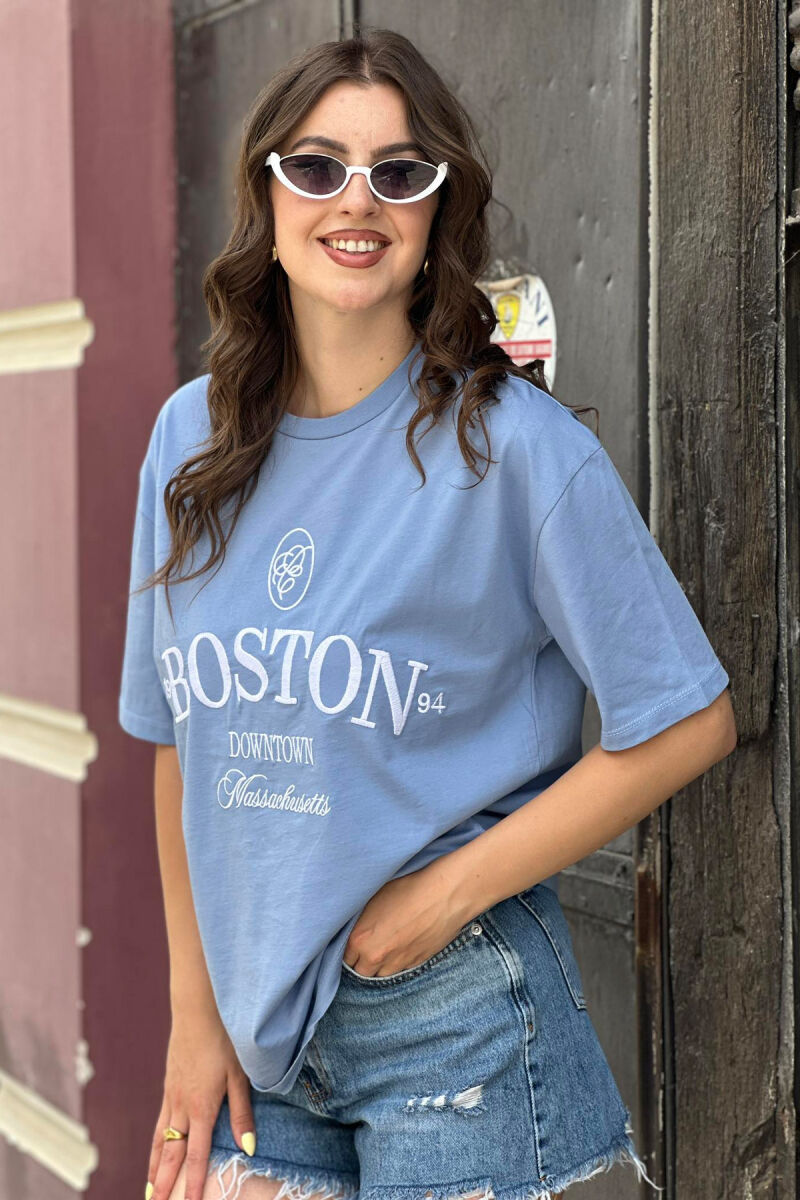 BOSTON COTTON WOMEN T-SHIRT LIGHTBLUE/BZ - 2