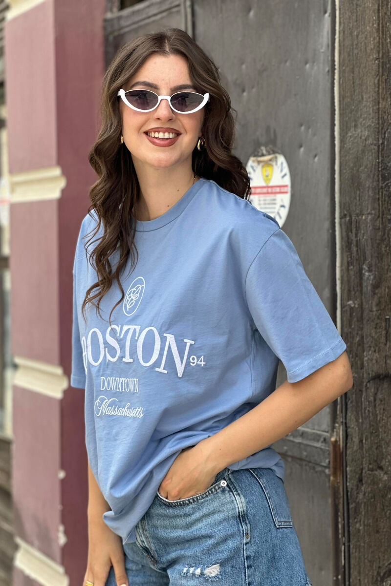 BOSTON COTTON WOMEN T-SHIRT LIGHTBLUE/BZ - 3