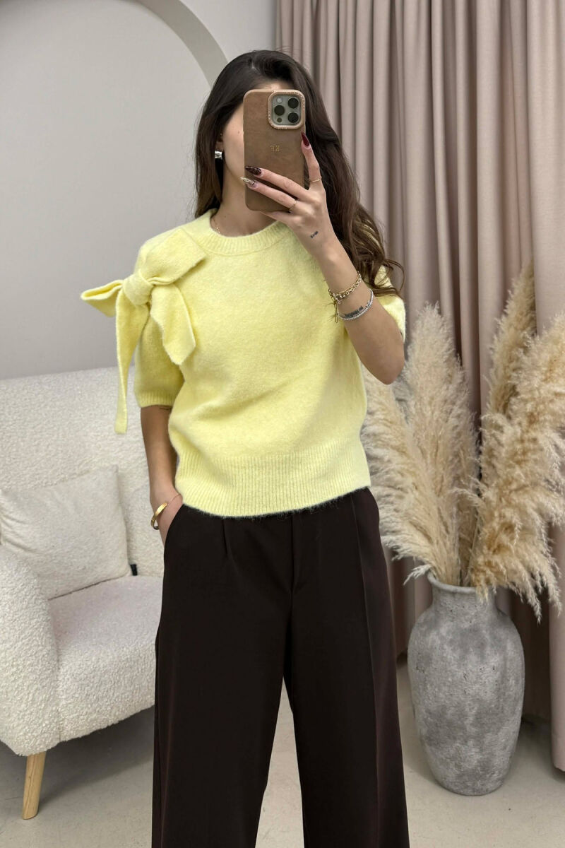 BOW DETAIL SHORT SLEEVES WOMEN SWEATER YELLOW/E VERDHE - 3