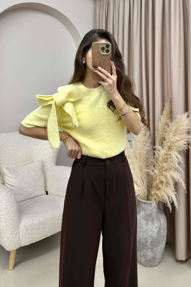 BOW DETAIL SHORT SLEEVES WOMEN SWEATER YELLOW/E VERDHE - 4