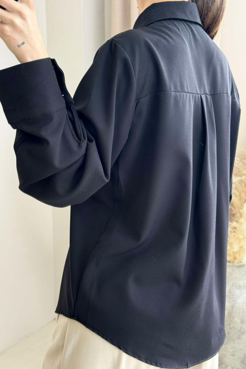 BOW DETAILS ONE COLOR WOMEN SHIRT BLACK/ E ZEZE - 5