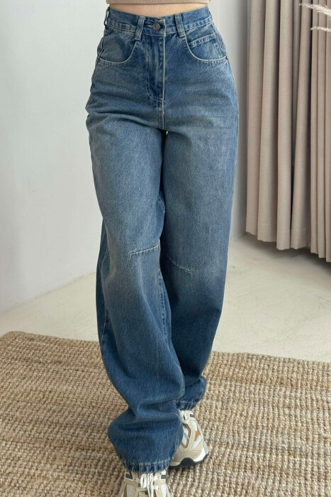 BOYFRIEND STYLE WOMAN JEANS DARK BLUE/BEE - 4