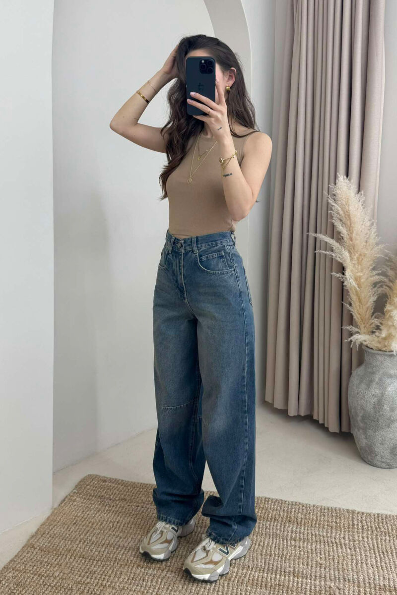 BOYFRIEND STYLE WOMAN JEANS DARK BLUE/BEE - 5