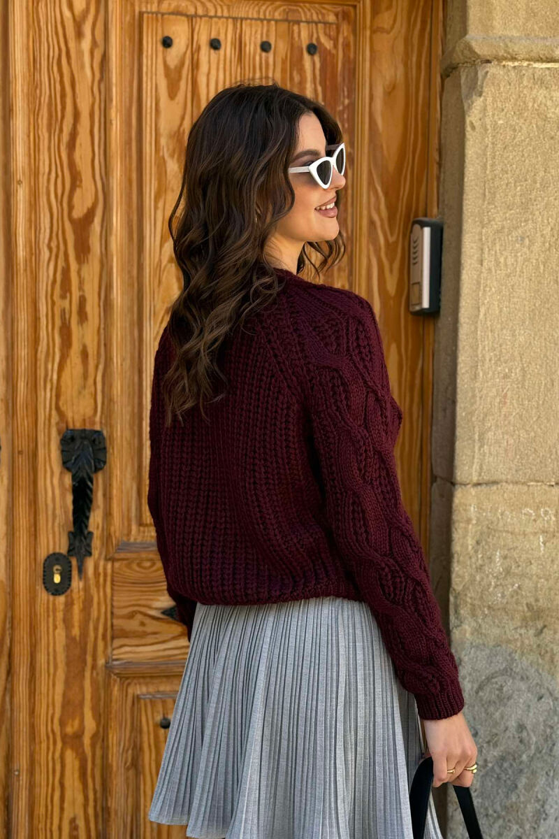 BRAID ONE COLOR WOMAN SWEATER BURGUNDY/VISHNJE - 4