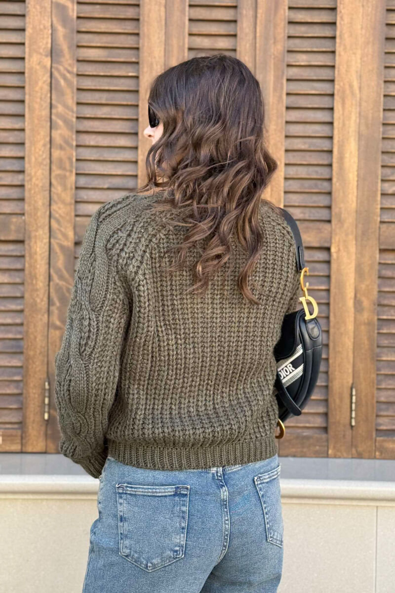 BRAID ONE COLOR WOMAN SWEATER OLIVE/ULLI - 4