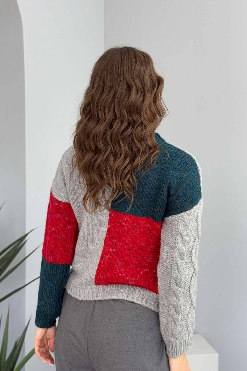 BRAIDS KNITTED WOMEN SWEATER GREY/GRI - 2
