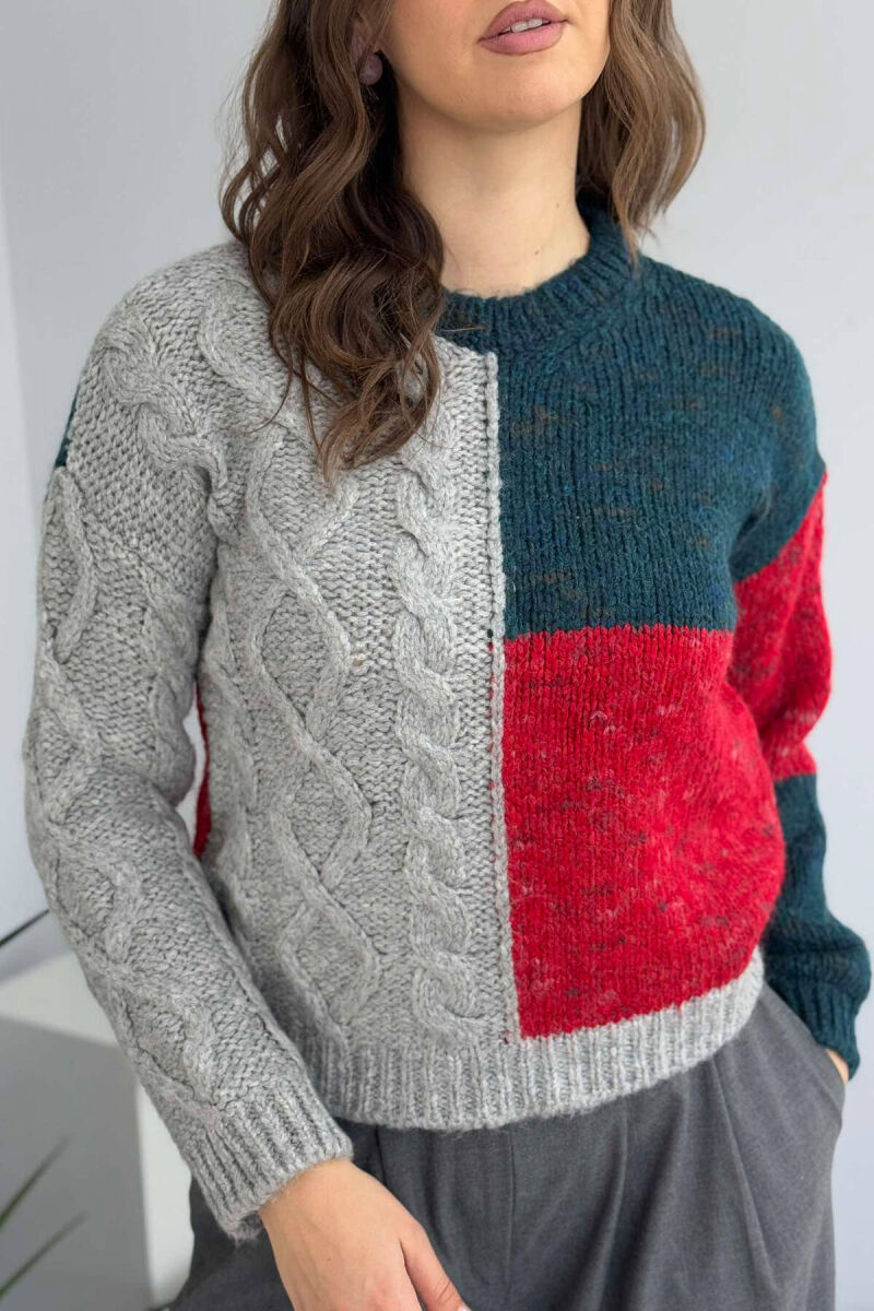 BRAIDS KNITTED WOMEN SWEATER GREY/GRI - 3