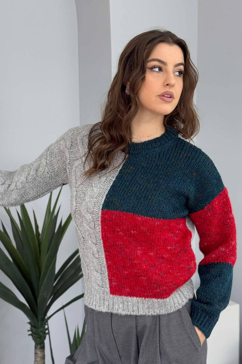BRAIDS KNITTED WOMEN SWEATER GREY/GRI - 4