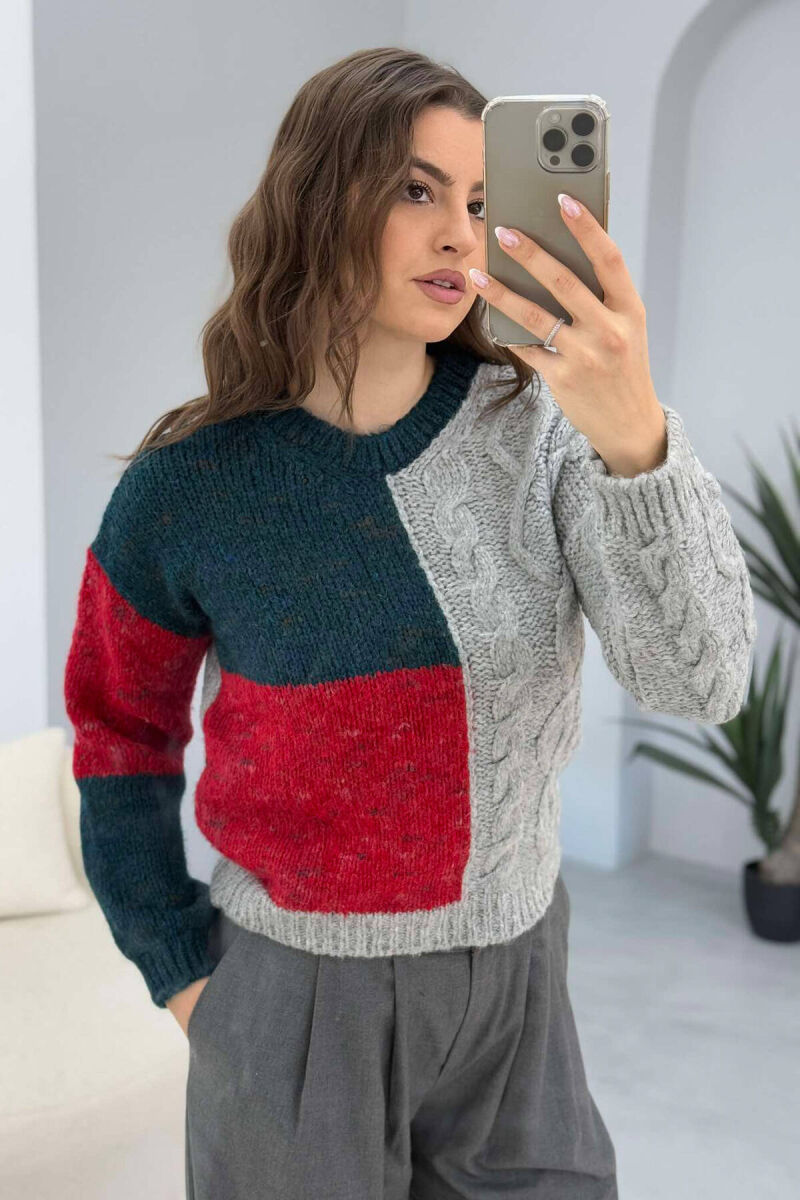 BRAIDS KNITTED WOMEN SWEATER GREY/GRI - 5