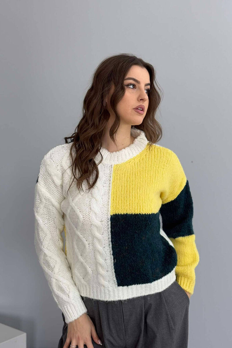 BRAIDS KNITTED WOMEN SWEATER WHITE-E BARDHE - 1