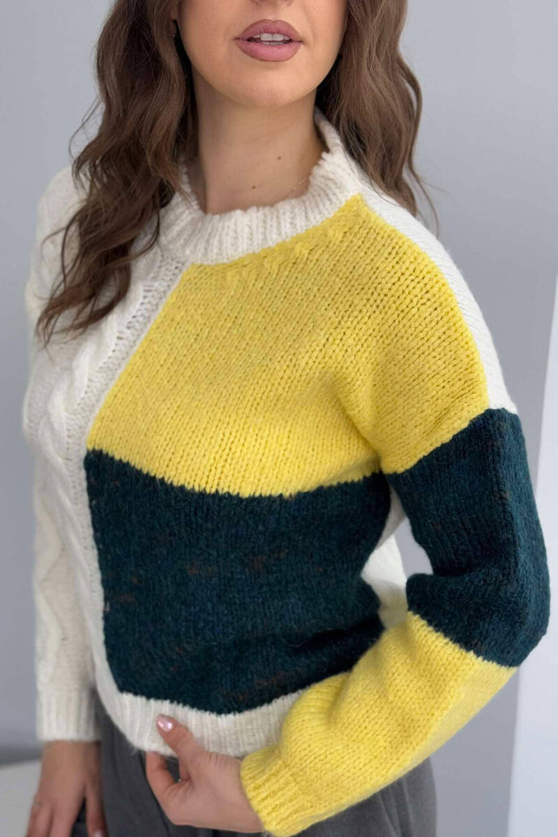 BRAIDS KNITTED WOMEN SWEATER WHITE-E BARDHE - 2