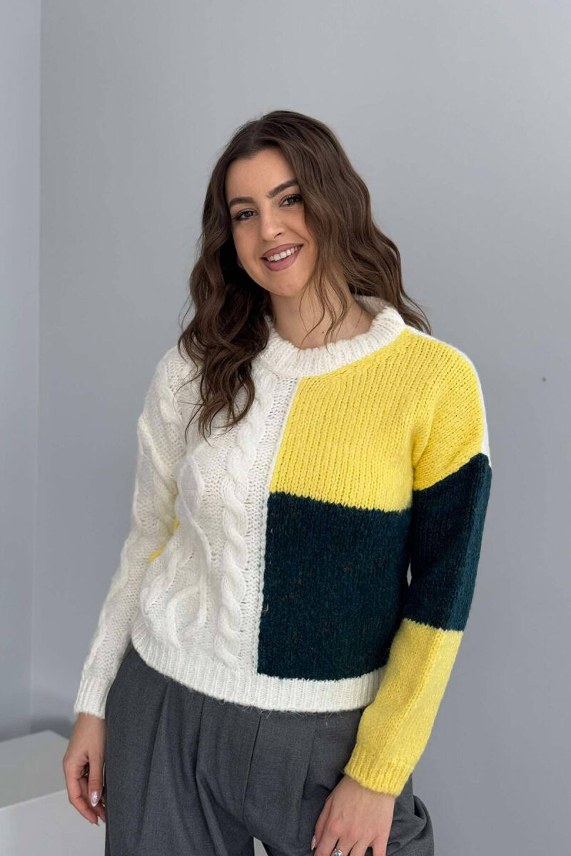 BRAIDS KNITTED WOMEN SWEATER WHITE-E BARDHE - 4
