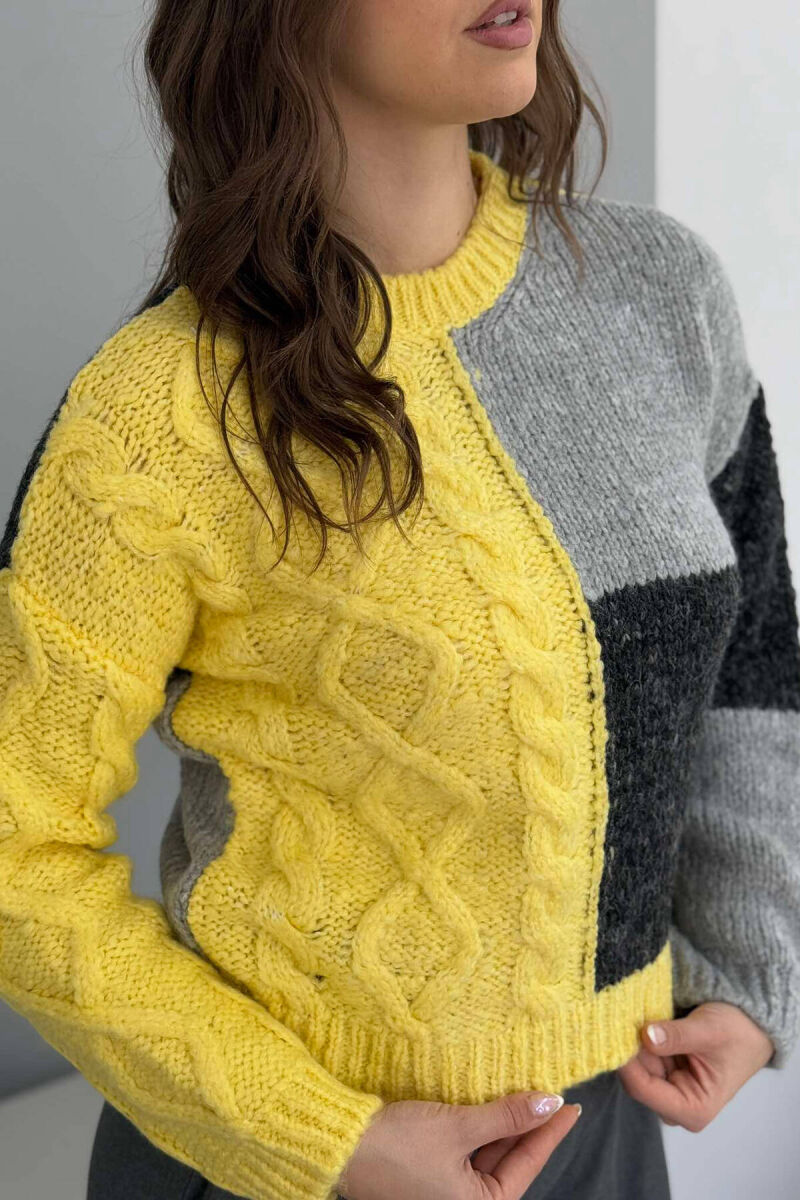 BRAIDS KNITTED WOMEN SWEATER YELLOW/E VERDHE - 4