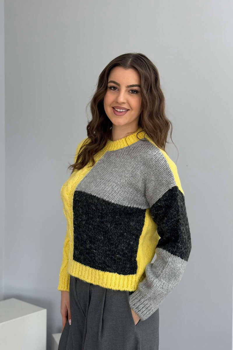 BRAIDS KNITTED WOMEN SWEATER YELLOW/E VERDHE - 6