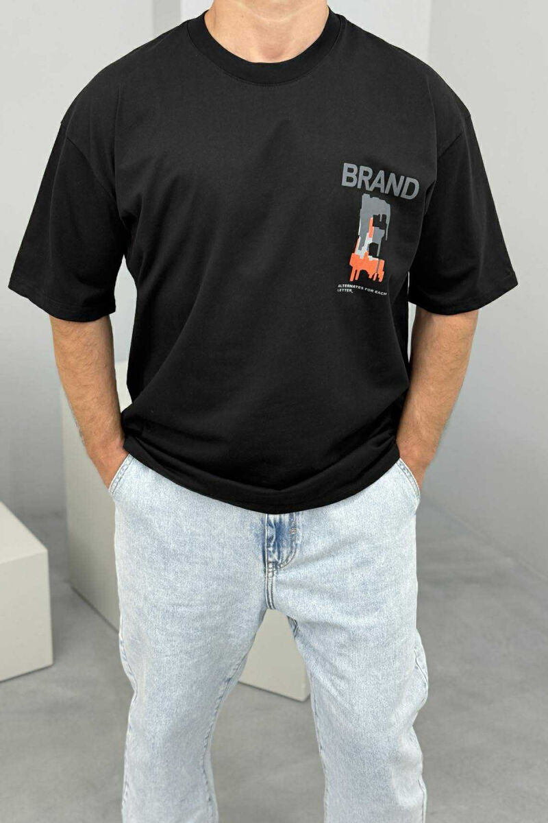 BRAND WRITTING SIMPLE MEN T-SHIRT BLACK/ E ZEZE - 2