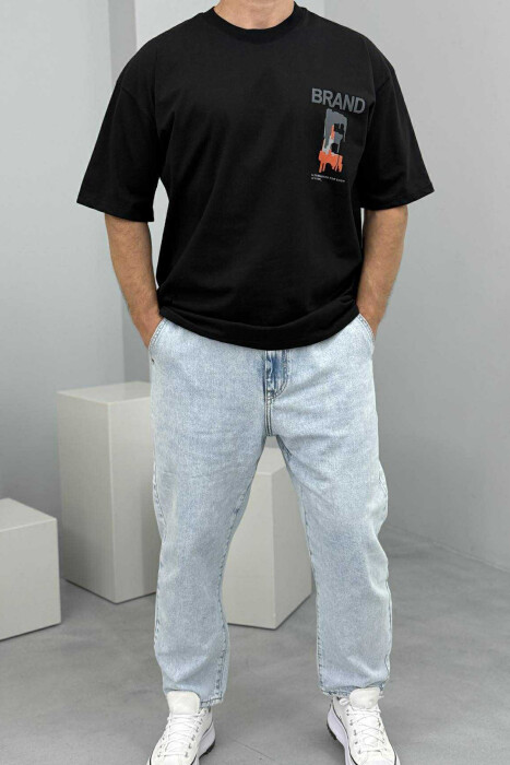 BRAND WRITTING SIMPLE MEN T-SHIRT BLACK/ E ZEZE 