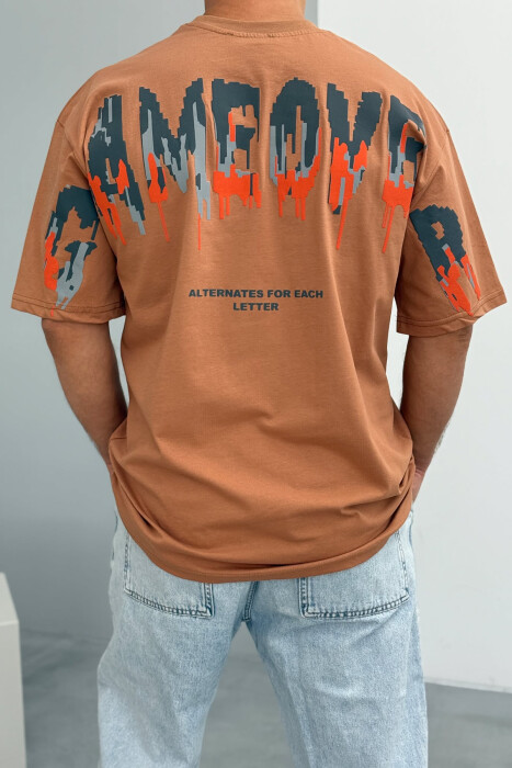 BRAND WRITTING SIMPLE MEN T-SHIRT BROWN/KAFE - 3