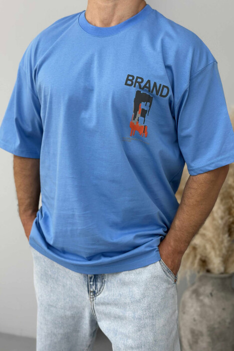 BRAND WRITTING SIMPLE MEN T-SHIRT LIGHTBLUE/BZ - 3