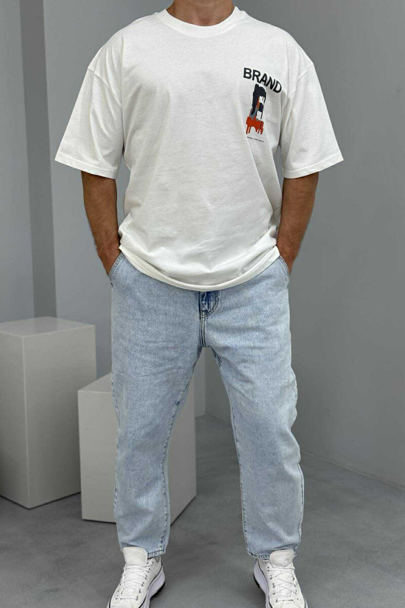 BRAND WRITTING SIMPLE MEN T-SHIRT WHITE-E BARDHE - 1