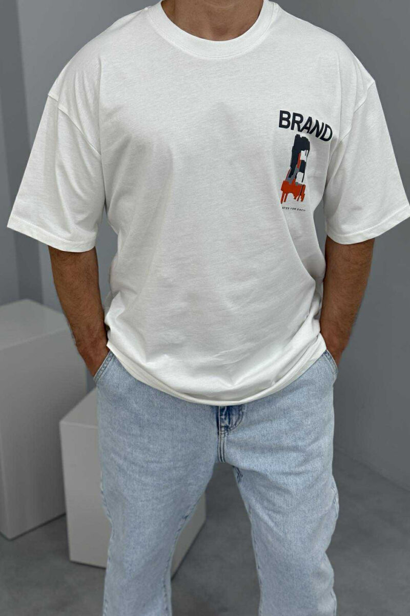 BRAND WRITTING SIMPLE MEN T-SHIRT WHITE-E BARDHE - 2