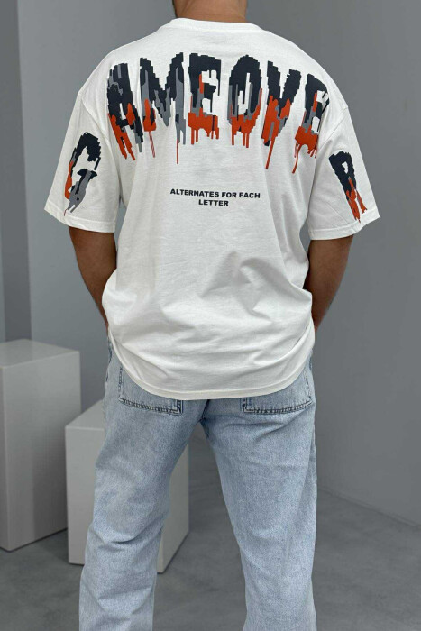 BRAND WRITTING SIMPLE MEN T-SHIRT WHITE-E BARDHE - 3