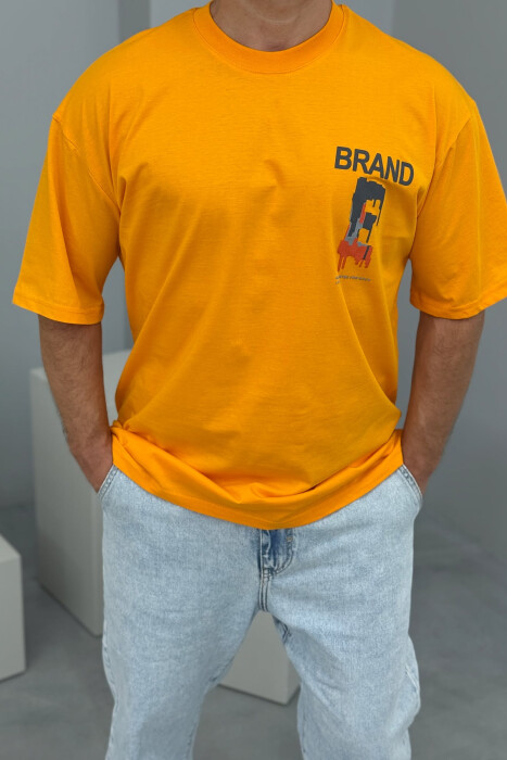 BRAND WRITTING SIMPLE MEN T-SHIRT YELLOW/E VERDHE - 2