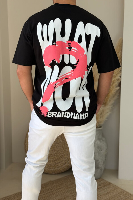 BRANDNAME WRITTING BACK DESIGN MEN T-SHIRT BLACK/ E ZEZE - 3