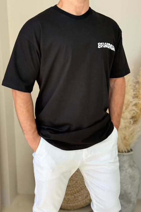 BRANDNAME WRITTING BACK DESIGN MEN T-SHIRT BLACK/ E ZEZE - 2