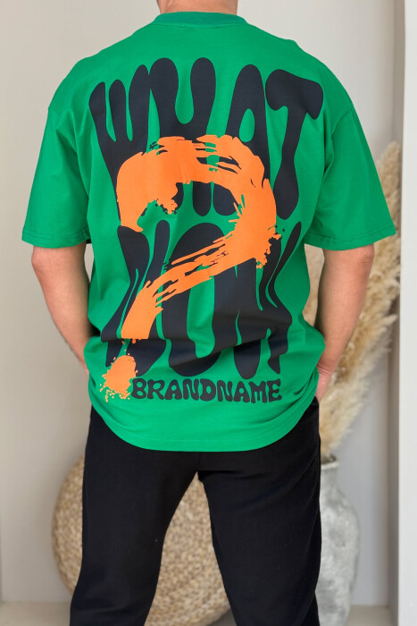 BRANDNAME WRITTING BACK DESIGN MEN T-SHIRT GREEN/JESHILE - 3