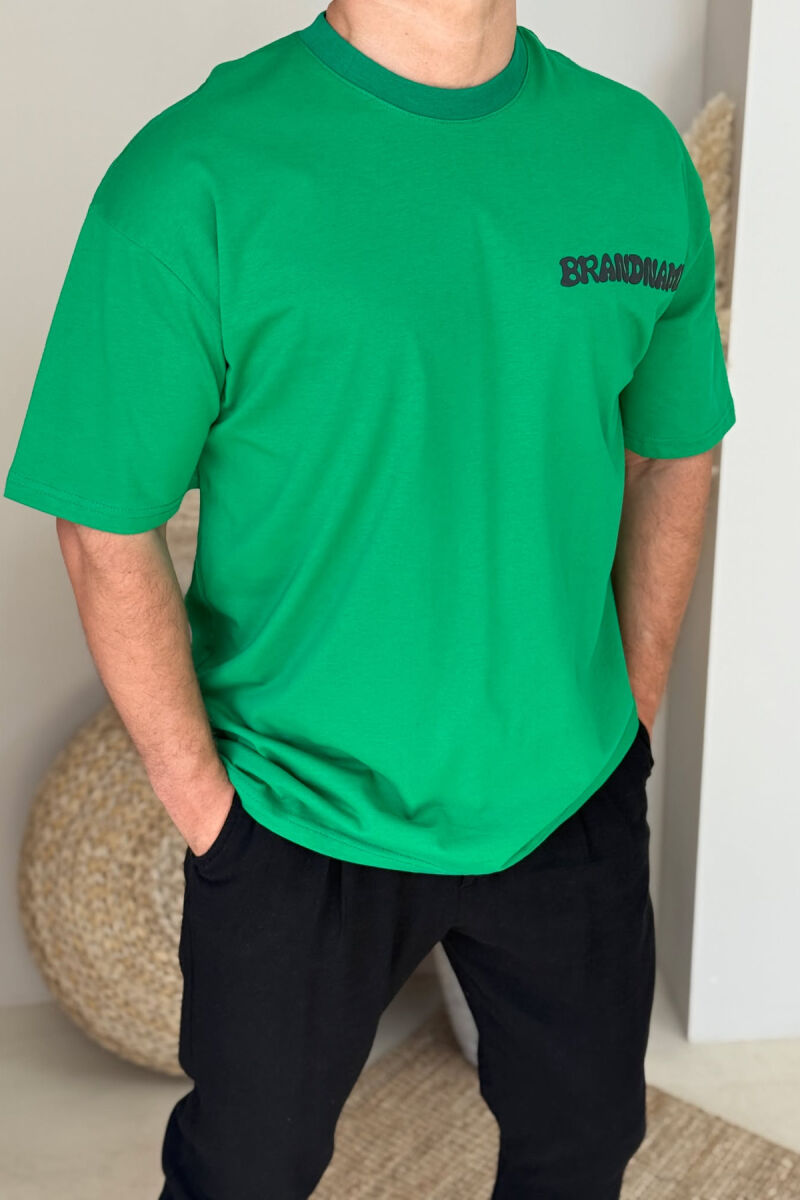 BRANDNAME WRITTING BACK DESIGN MEN T-SHIRT GREEN/JESHILE - 2