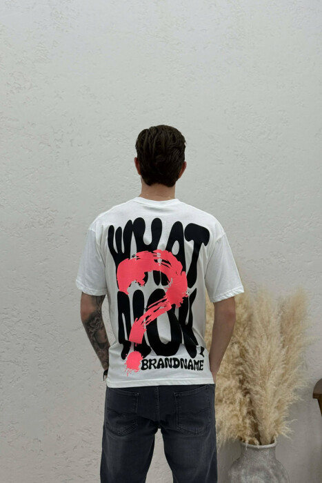 BRANDNAME WRITTING BACK DESIGN MEN T-SHIRT WHITE-E BARDHE - 4