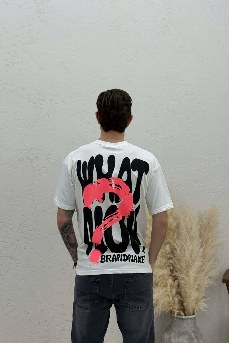 BRANDNAME WRITTING BACK DESIGN MEN T-SHIRT WHITE-E BARDHE - 4