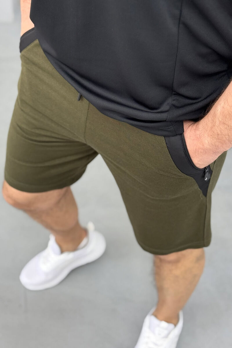 BROKED RULES WRITTING ZIPPER POCKETS MEN SHORT SWEATPANTS GREEN/JESHILE - 4